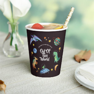 Out Of This World Space Dinosaur Galaxy Birthday   Paper Cups