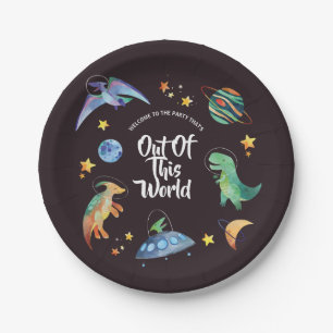 Out Of This World Space Dinosaur Galaxy Birthday   Paper Plate