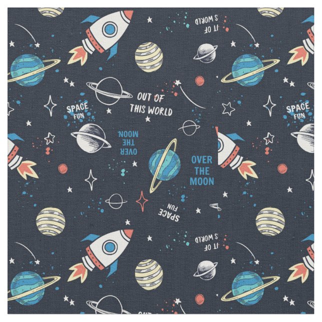 Out of This World Space Pattern Fabric (Close Up)