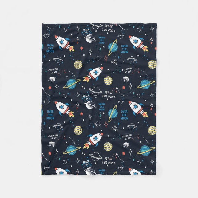Out of This World Space Pattern Fleece Blanket (Front)
