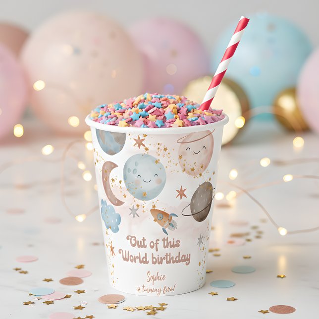 Out of this world space universe kids birthday paper cups (Creator Uploaded)