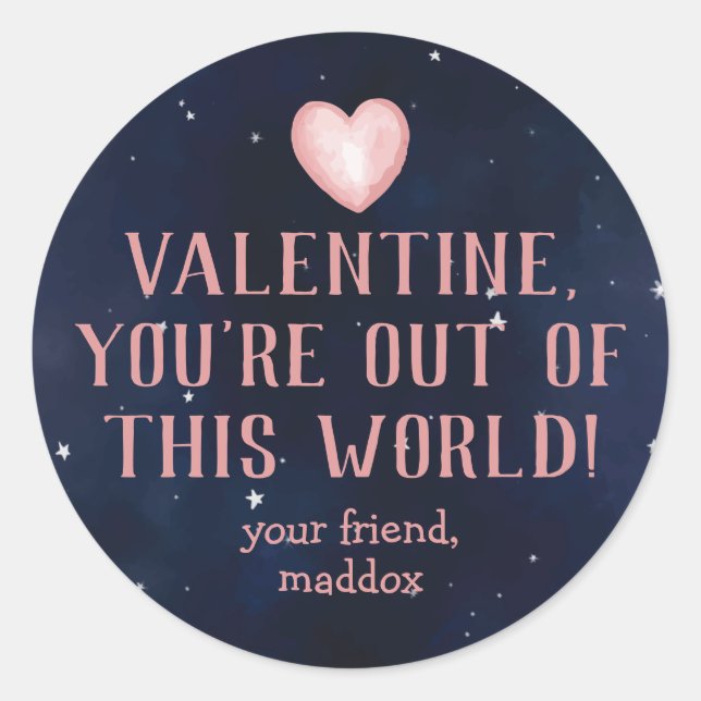 Out of This World Valentine Sticker (Front)
