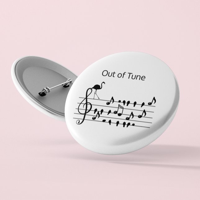 Out of Tune Flamingo customisable 6 Cm Round Badge (Creator Uploaded)