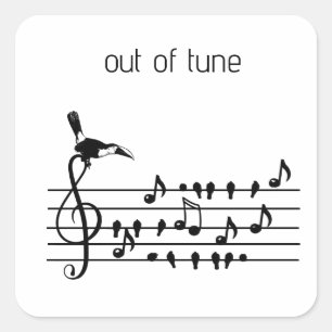 Out of Tune, Toucan & Songbirds Musical Staff Square Sticker