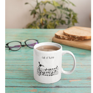 Out of Tune, Toucan & Songbirds Musical Staff Two-Tone Coffee Mug