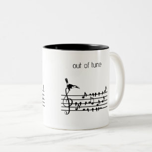 Out of Tune, Toucan & Songbirds Musical Staff Two-Tone Coffee Mug