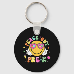 Out Pre-k Cute Groovy Last Day Of Pre-k Key Ring