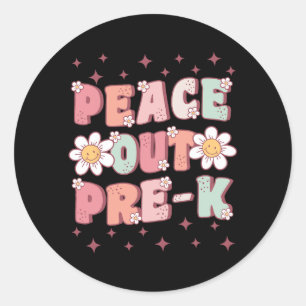 Out Pre-k Cute Groovy Last Day Of Preschool Gradua Classic Round Sticker