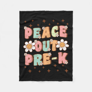Out Pre-k Cute Groovy Last Day Of Preschool Gradua Fleece Blanket