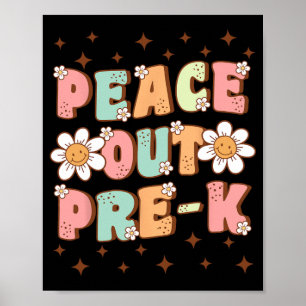 Out Pre-k Cute Groovy Last Day Of Preschool Gradua Poster