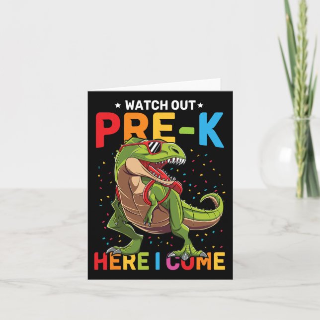 Out Pre-k Here I Come Dinosaur Back To School Boys Card (Front)