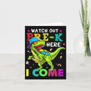 Out Pre K Here I Come Dinosaurs Back To School Kid Card