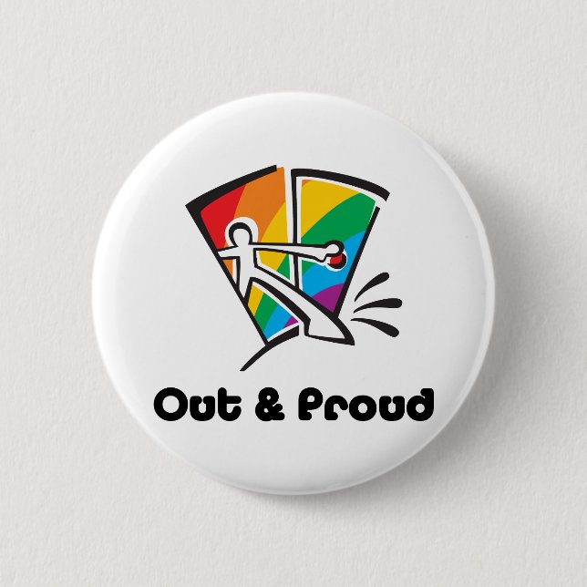Out & Proud 6 Cm Round Badge (Front)