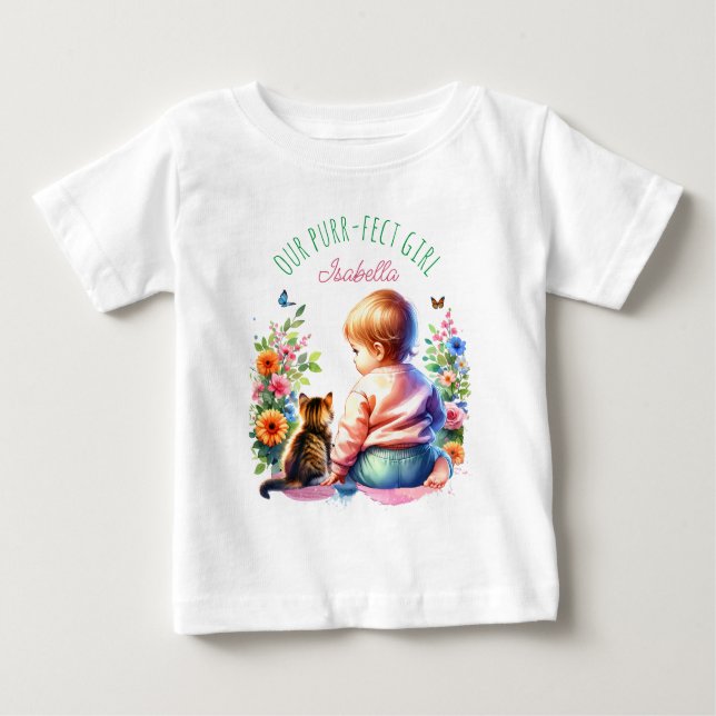 Out Purr-fect Girl | Personalised Baby T-Shirt (Front)