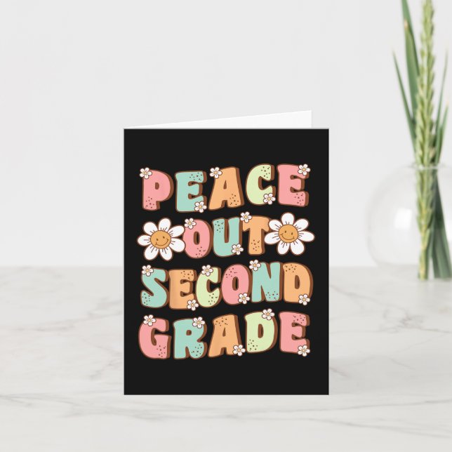 Out Second Grade Cute Groovy Last Day Of 2nd Grade Card (Front)