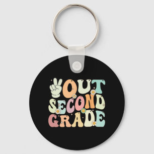 Out Second Grade Retro Groovy Last Day Of School 2 Key Ring