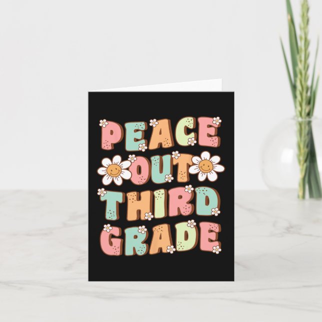 Out Third Grade Cute Groovy Last Day Of 3rd Grade  Card (Front)