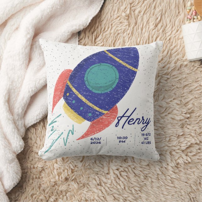 Out to space Rocket Baby Customisable Cushion (Blanket)