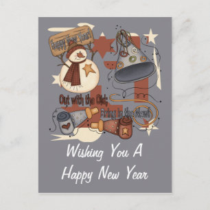 Out with the old Bring in the new Holiday Postcard