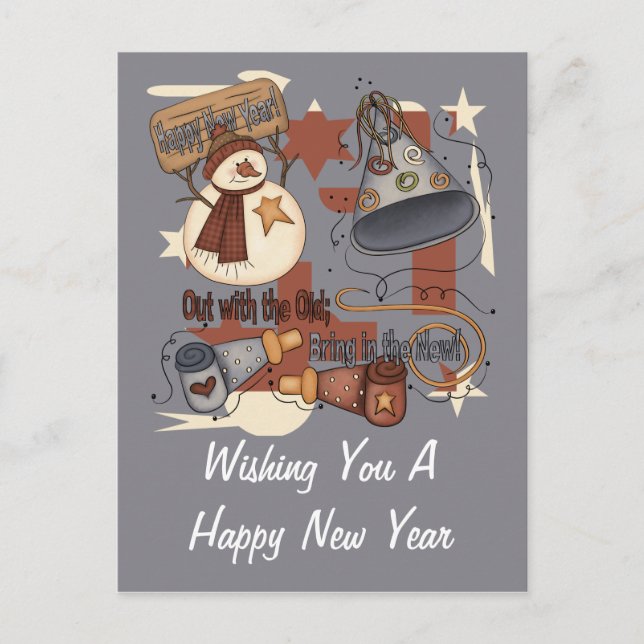 Out with the old Bring in the new Holiday Postcard (Front)