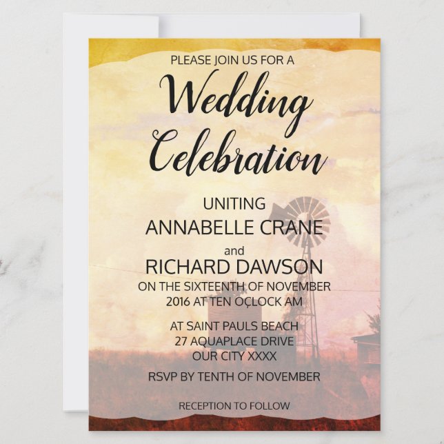 Outback Australia Country Wedding Invitations (Front)