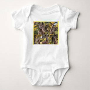 Outback Beauty: Kangaroo And Wattle Photo Collage Baby Bodysuit