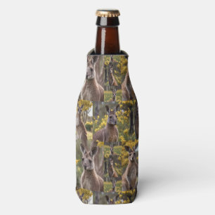 Outback Beauty: Kangaroo And Wattle Photo Collage Bottle Cooler