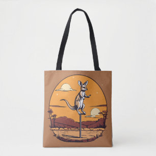 Outback Bounce – Quirky Kangaroo T-Shirt Design Tote Bag