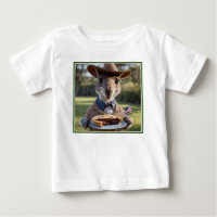 "Outback Delight: A Kangaroo Eats Aussie Meat Pie