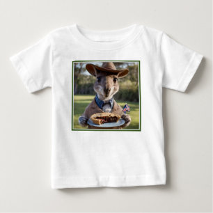 "Outback Delight: A Kangaroo Eats Aussie Meat Pie Baby T-Shirt