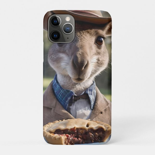 "Outback Delight: A Kangaroo Eats Aussie Meat Pie Case-Mate iPhone Case (Back)