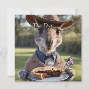 "Outback Delight: A Kangaroo Eats Aussie Meat Pie Save The Date