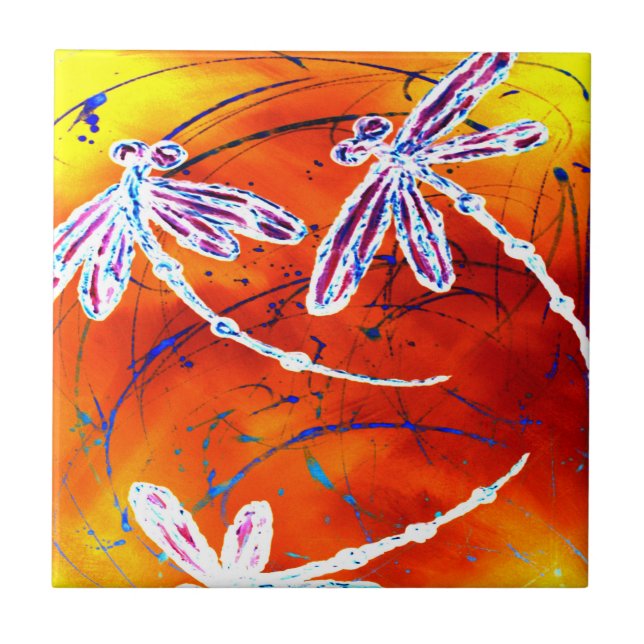 Outback Dragonfly Dance Ceramic Tile (Front)