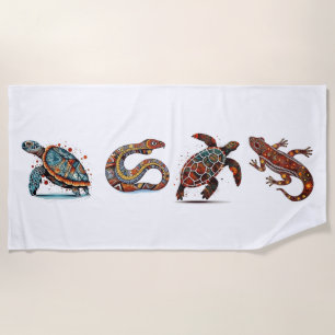 Outback Earth Spirits, aboriginal art Beach Towel