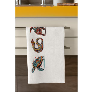 Outback Earth Spirits, aboriginal art Tea Towel