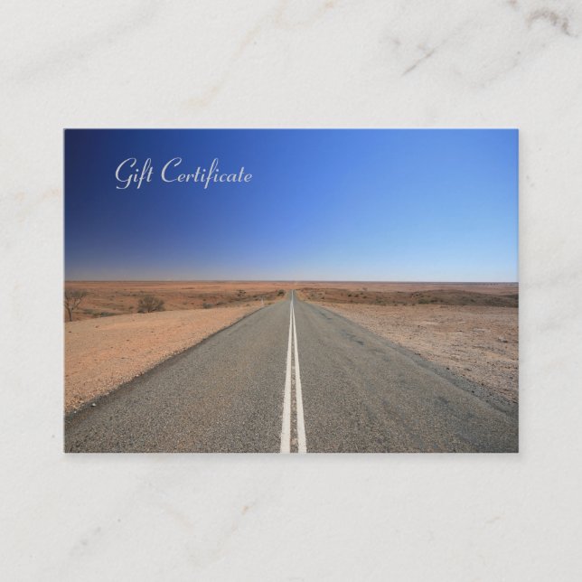 Outback Road Travel Agent - Gift Certificate (Front)