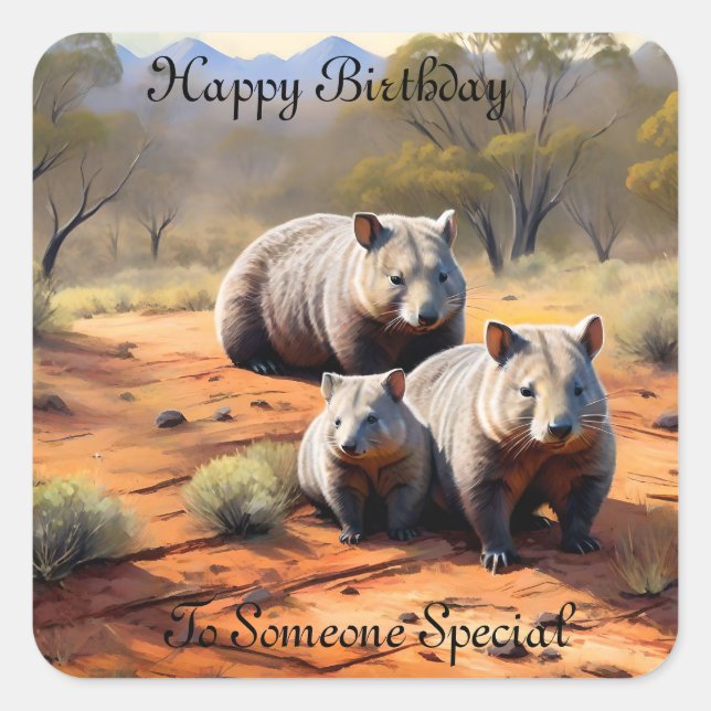 Outback Trio: Wombat Wanderers, Square Sticker (Front)