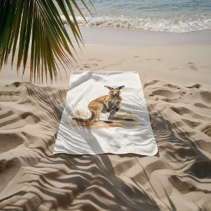 Outback Wanderer: Watercolor Kangaroo Beach Towel
