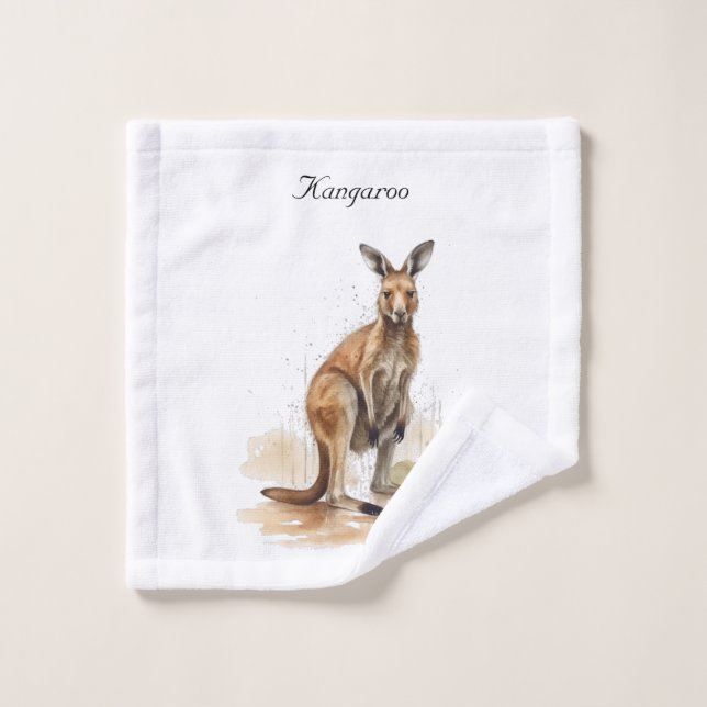 Outback Wanderer: Watercolor Kangaroo cusom Wash Cloth (Wash Cloth)