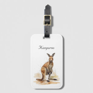 Outback Wanderer: Watercolor Kangaroo custom Luggage Tag