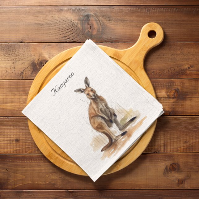 Outback Wanderer: Watercolor Kangaroo custom Napkin (Creator Uploaded)