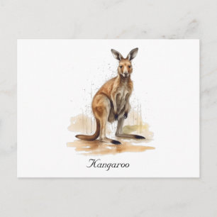 Outback Wanderer: Watercolor Kangaroo custom Postcard