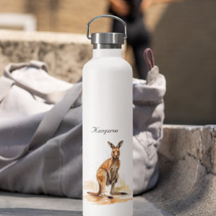 Outback Wanderer: Watercolor Kangaroo custom Water Bottle