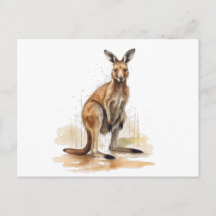 Outback Wanderer: Watercolor Kangaroo Postcard