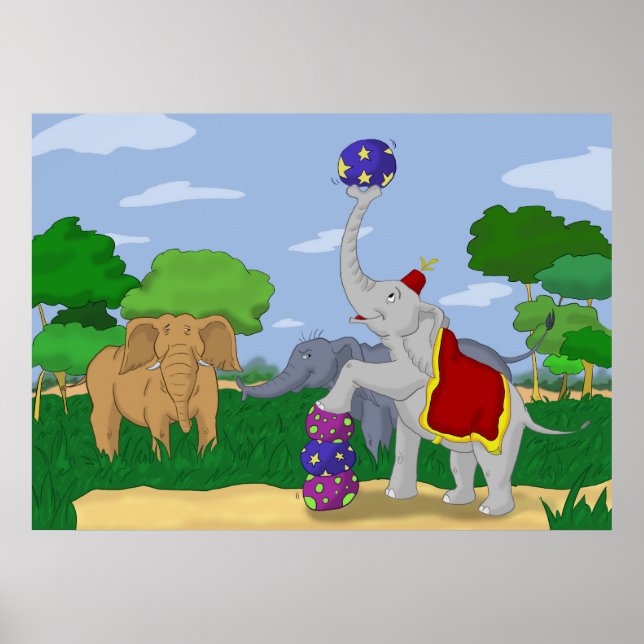 Outcast Circus Elephant Cartoon Poster Print (Front)