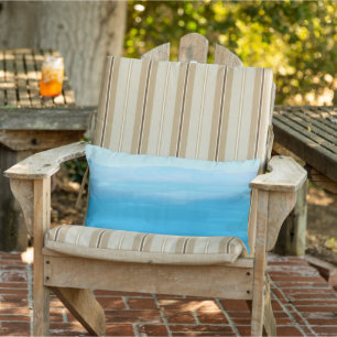 Outdoor Abstract Ombre Beach Blues Lumbar Cushion