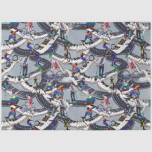 Outdoor action activities on skateboards tissue paper