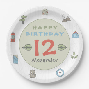 Outdoor Adventure Camping Hiking Kid's Paper Plate