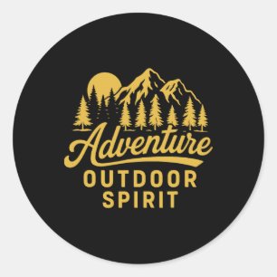 Outdoor Adventure Hiking Camping Mountaineering Mo Classic Round Sticker