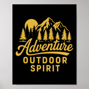 Outdoor Adventure Hiking Camping Mountaineering Mo Poster